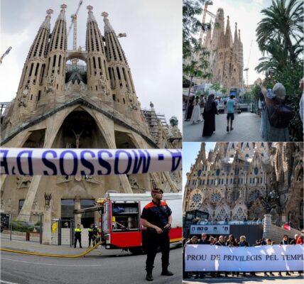 Klimaatprotest maar verfvandalisme op de Sagrada Familia-kerk in Barcelona
