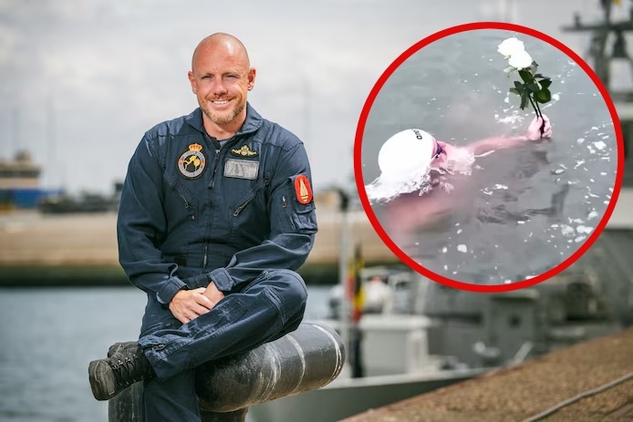 KIJK. Davy (33) uit Brugge zwemt 67 kilometer langs kustlijn en legt witte rozen in zee voor overleden ouders