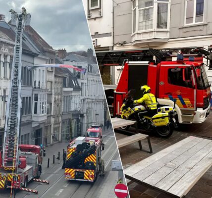 KIJK: Eerste stormschade in Gent – dakgoot komt los, brandweer grijpt snel in