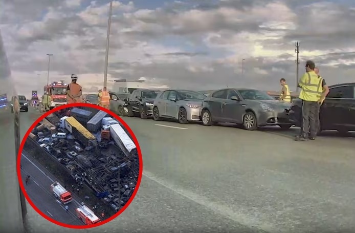 Twee kettingbotsingen met in totaal 10 voertuigen op E17 in Deinze en Nazareth: mogelijk veroorzaakt door blikseminslag