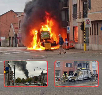 Fluvius-vrachtwagen vliegt in brand in Tongeren Vlammenzee vernielt twee huizen – politie onderzoekt oorzaak