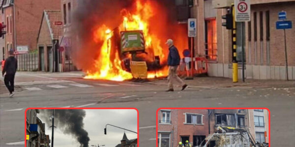 Fluvius-vrachtwagen vliegt in brand in Tongeren Vlammenzee vernielt twee huizen – politie onderzoekt oorzaak