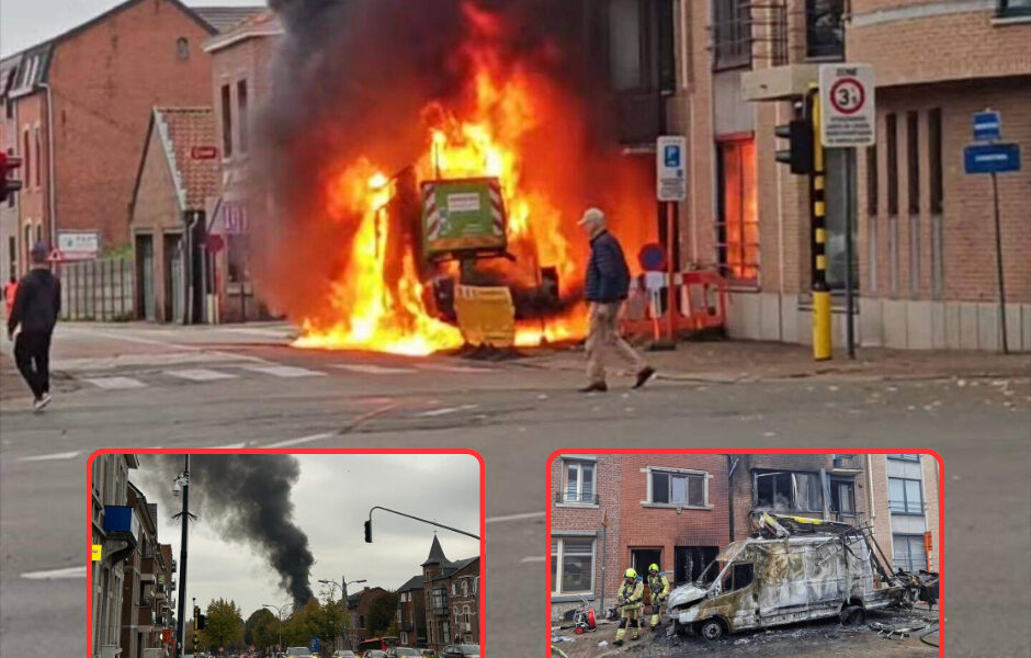 Fluvius-vrachtwagen vliegt in brand in Tongeren Vlammenzee vernielt twee huizen – politie onderzoekt oorzaak