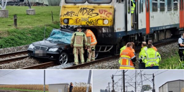 Ernstig ongeval: Auto aangereden en meegesleurd door aanstormende trein in Pittem.