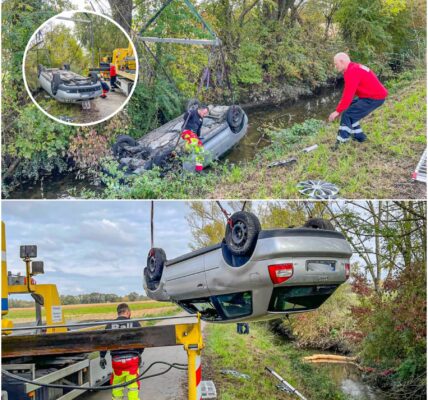 Wahnsinn auf der B9! Fahrer flieht vor Polizei – uberschlägt sich spektakulär und landet kopfuber im Wassergraben!