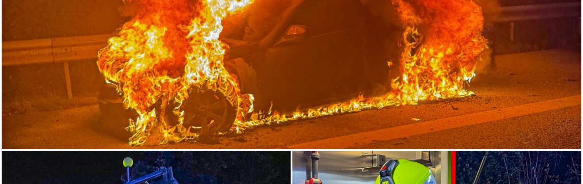 🔥 Schock auf der A23! Ein Auto geht plötzlich in Flammen auf – Rettungswagen entdeckt das Inferno zufällig! Was die Besatzung dann tut, rettet Leben… 🚒