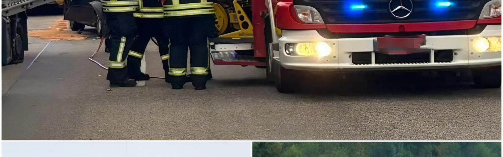 Feuerwehrfahrzeug kracht in zwei Fahrzeuge