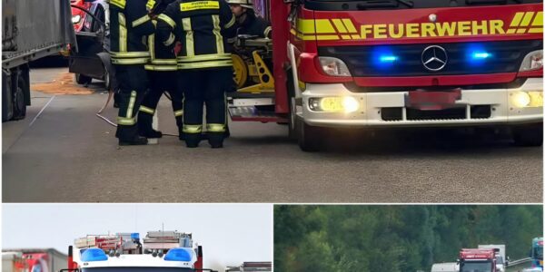 Feuerwehrfahrzeug kracht in zwei Fahrzeuge