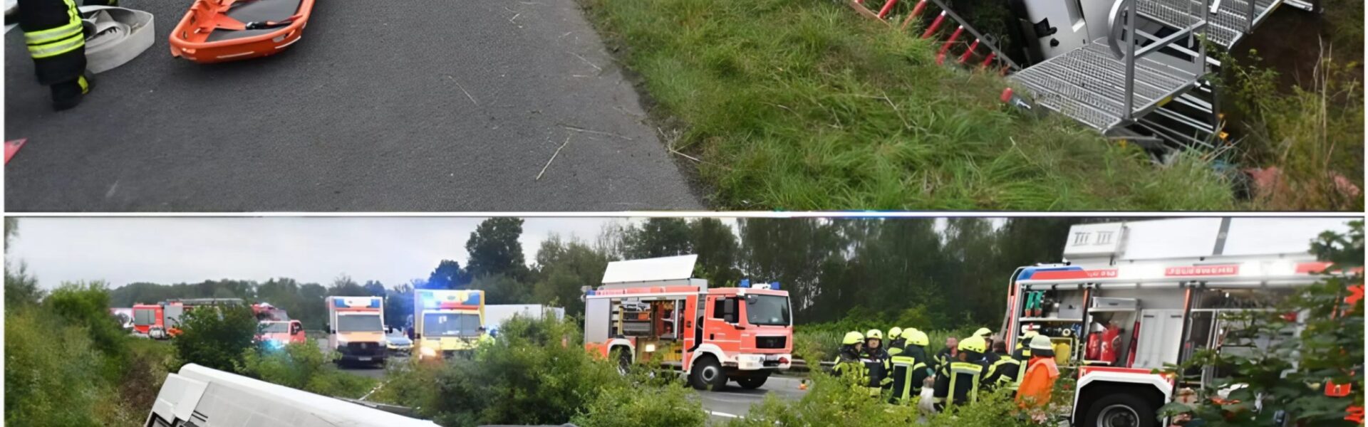 Schwerer Verkehrsunfall mit einem Reisebus auf der A2: 18 Verletzte!