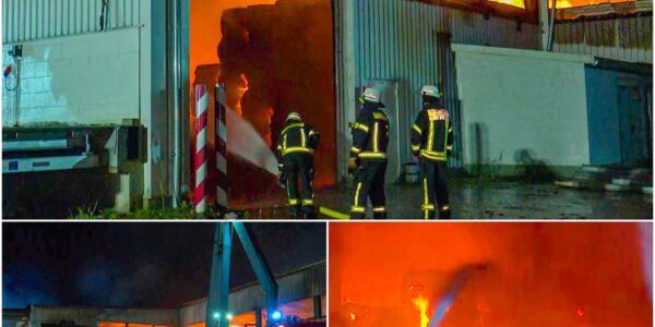 Feuer-Hölle in Hambuhren! 200 Tonnen Altpapier in Flammen – Nacht erleuchtet, Rauchwolken kilometerweit sichtbar, Feuerwehr im Dauereinsatz!