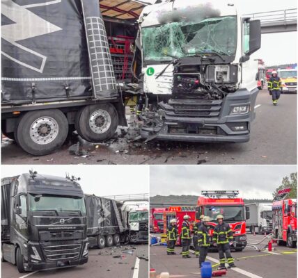 Schwerer Unfall auf der A7: Lkw kracht ins Stauende, 400 Liter Diesel laufen aus – zweiter Crash im Stau verschärft das.
