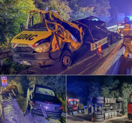 LKW rast in Unfallstelle – Abschleppfahrer rettet drei Leben mit einem Sprung um Leben und Tod! 👇