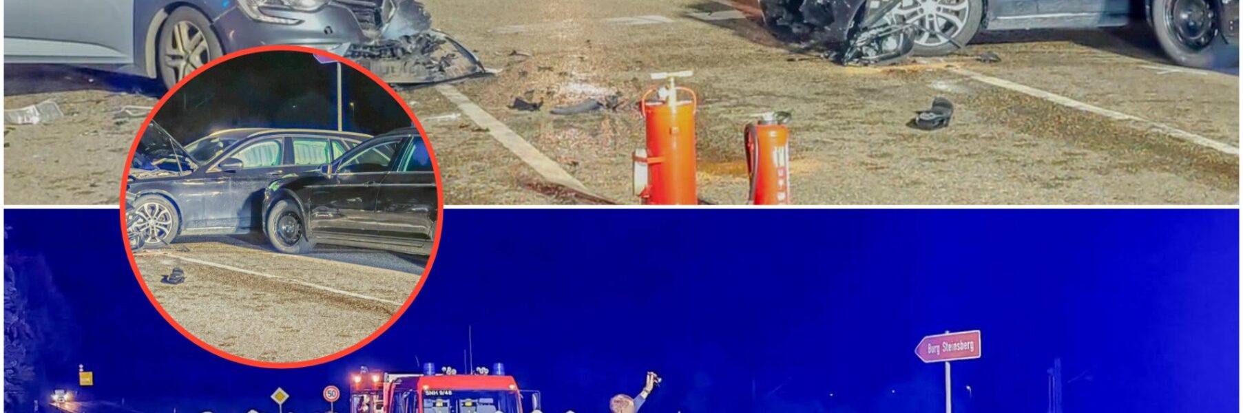 Horror-Crash an der A6! Drei Autos rasen ineinander – Flammen, Schreie, Vollsperrung und zwei Verletzte im Krankenhaus! 😱🔥