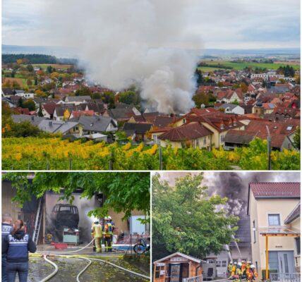 Großbrand in Sinsheim-Weiler: Zwei Scheunen komplett ausgebrannt – Feuerwehr verhindert Schlimmeres