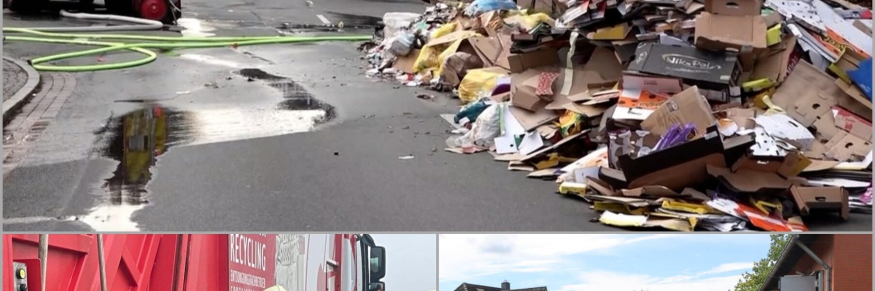 Müllwagen-Brand in Gieboldehausen: Mitarbeiter reagieren schnell und kippen brennenden Müll auf die Straße, um Schlimmeres zu verhindern 👇