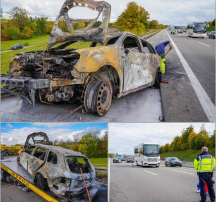 Auto brennt auf der A6 bei Heilbronn: Familie kann sich retten, Verkehr staut sich über Kilometer 👇