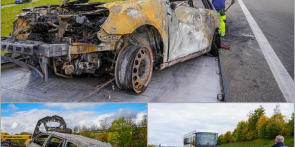 Auto brennt auf der A6 bei Heilbronn: Familie kann sich retten, Verkehr staut sich über Kilometer 👇