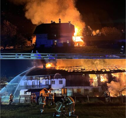 🔥 Stall inferno in Rennweg: Heu entzündet sich selbst – Nacht voller Flammen und 170 Feuerwehrleute im Einsatz!