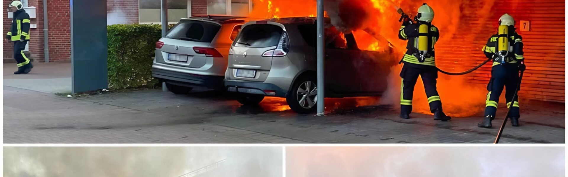 Flammeninferno in Aurich: Zwei Autos zerstört, Motorräder beschädigt – Feuerwehr verhindert Schlimmeres