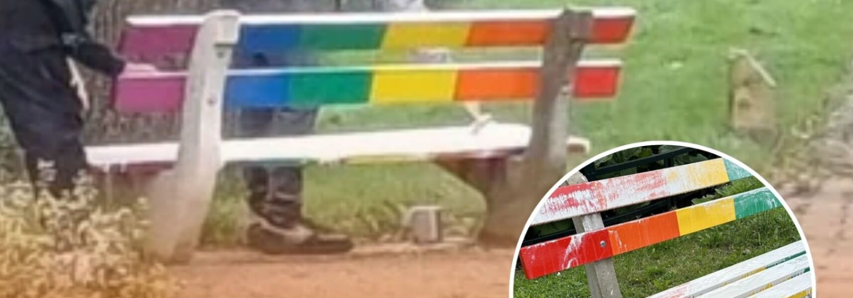 Een paar gasten in Limburg zijn duidelijk niet blij met dit regenboogbankje in het park: 'Niet onze kinderen verzouwen!'