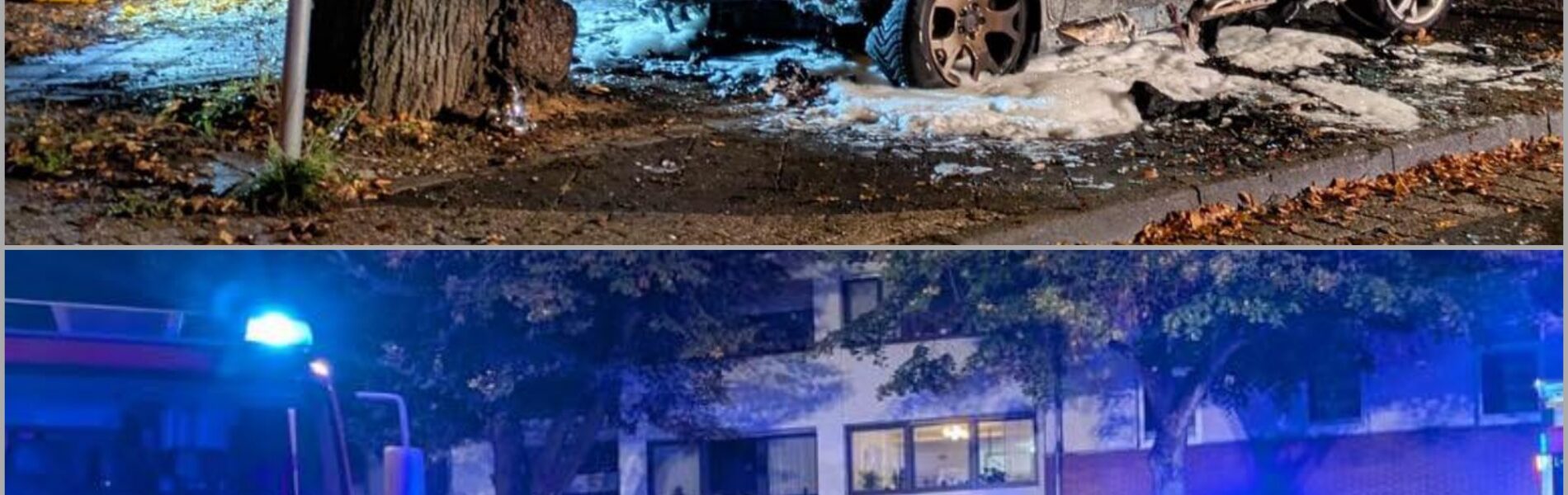 Auto kracht in Baum und geht in Kleve lichterloh in Flammen auf – Fahrer spurlos verschwunden! 👇