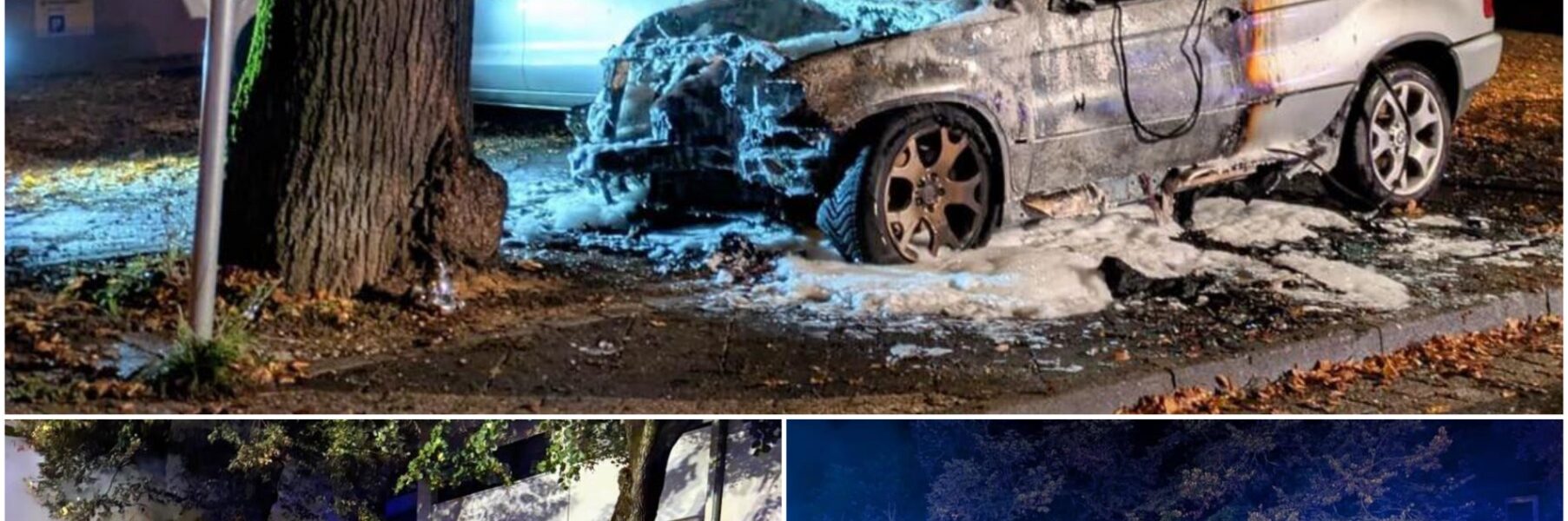 💨 Drama in Kleve: Auto explodiert nach Baumcrash – Fahrer flieht, Feuerwehr kämpft gegen Flammen!