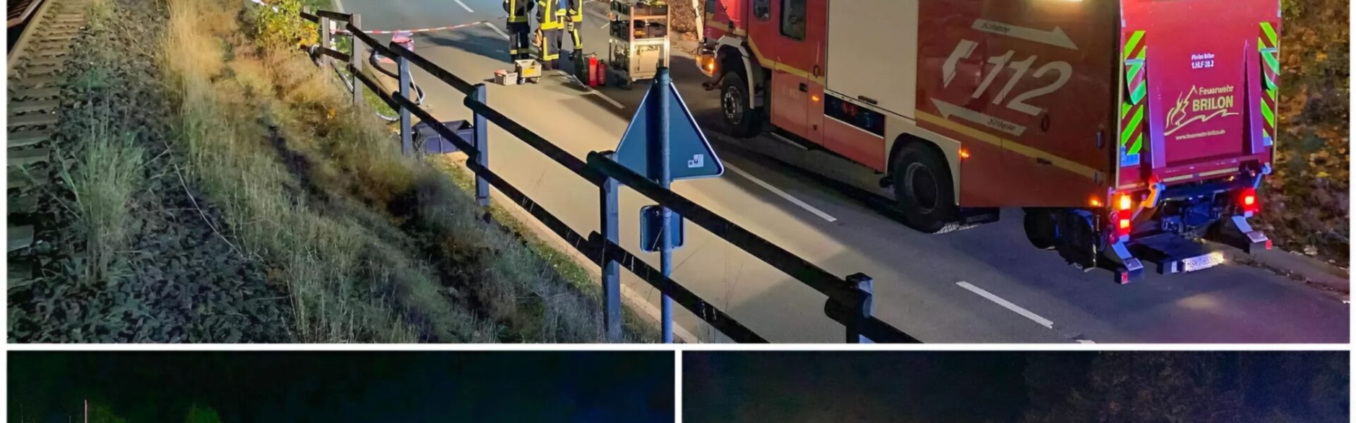 Güterzug-Lokomotive droht auf Bundesstraße zu stürzen