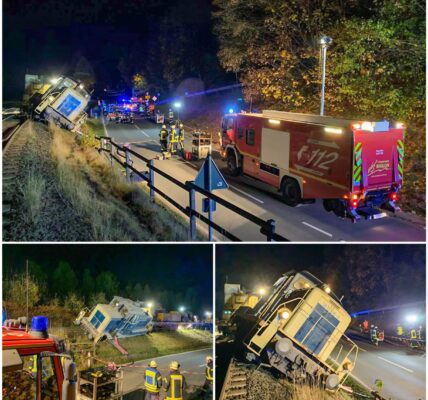Güterzug-Lokomotive droht auf Bundesstraße zu stürzen
