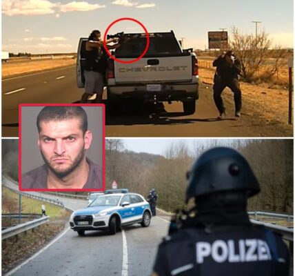 SCHOCK IN DER FRANKFURTER STADT: Ein Polizist wurde in einem Vorort von einem etwa 45-jährigen Mann angeschossen, der verdächtigt wird, ein illegaler Einwanderer aus Palästina zu sein, nachdem er das von ihm gefahrene Auto überprüft hatte, das vermutlich einem Bürger gestohlen worden war...