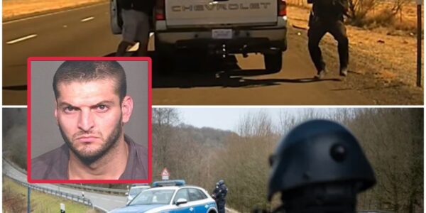 SCHOCK IN DER FRANKFURTER STADT: Ein Polizist wurde in einem Vorort von einem etwa 45-jährigen Mann angeschossen, der verdächtigt wird, ein illegaler Einwanderer aus Palästina zu sein, nachdem er das von ihm gefahrene Auto überprüft hatte, das vermutlich einem Bürger gestohlen worden war...