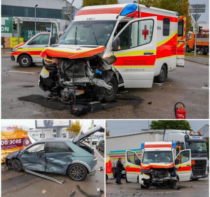 🚨 Schwerer Unfall in Heilbronn: Rettungswagen kollidiert mit Auto – fünf Verletzte