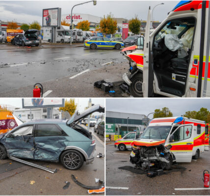 Schwerer Unfall bei Notfallbehandlung in Heilbronn: Rettungswagen kracht in Auto - Fünf Verletzte nach heftigem Zusammenstoß