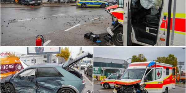 Schwerer Unfall bei Notfallbehandlung in Heilbronn: Rettungswagen kracht in Auto - Fünf Verletzte nach heftigem Zusammenstoß