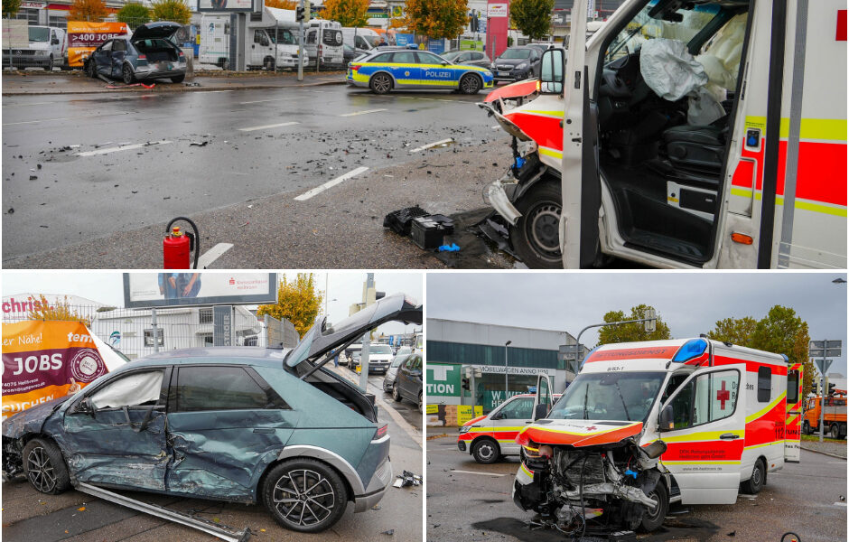 Schwerer Unfall bei Notfallbehandlung in Heilbronn: Rettungswagen kracht in Auto - Fünf Verletzte nach heftigem Zusammenstoß