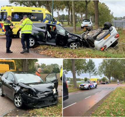 Ernstig ongeval: Auto belandt op zijn kop in sloot bij ernstig ongeval in Heeswijk-Dinther