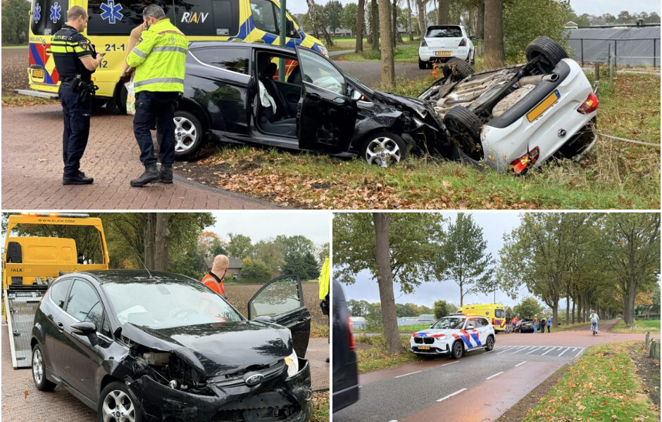 Ernstig ongeval: Auto belandt op zijn kop in sloot bij ernstig ongeval in Heeswijk-Dinther
