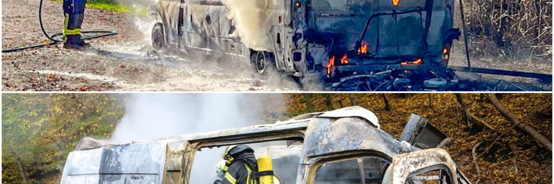 Schock auf Wanderparkplatz! Tochter entkommt nur knapp Flammeninferno im brennenden Wohnmobil – Eltern kehren entsetzt zurück 😱🔥