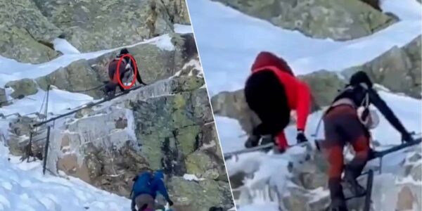 Roekeloos of gewoon dom? Koppel beklimt met baby van 9 maanden ijskoude berg van 2.500 meter en raakt vast! 👇