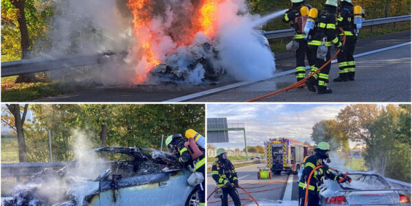 Feuerdrama auf der A8 bei Munchen: Audi TT geht plötzlich in Flammen auf – Fahrer kann sich in letzter Sekunde retten