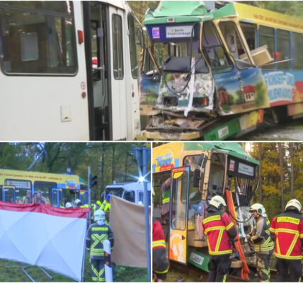Frontalcrash bei Berlin: Straßenbahnen stoßen heftig zusammen – Fahrerin uber eine Stunde eingeklemmt, mehrere Verletzte
