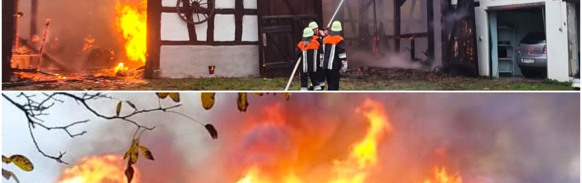 Inferno in Dombuhl: Scheune brennt lichterloh – zwei Schafe retten sich knapp! 🔥
