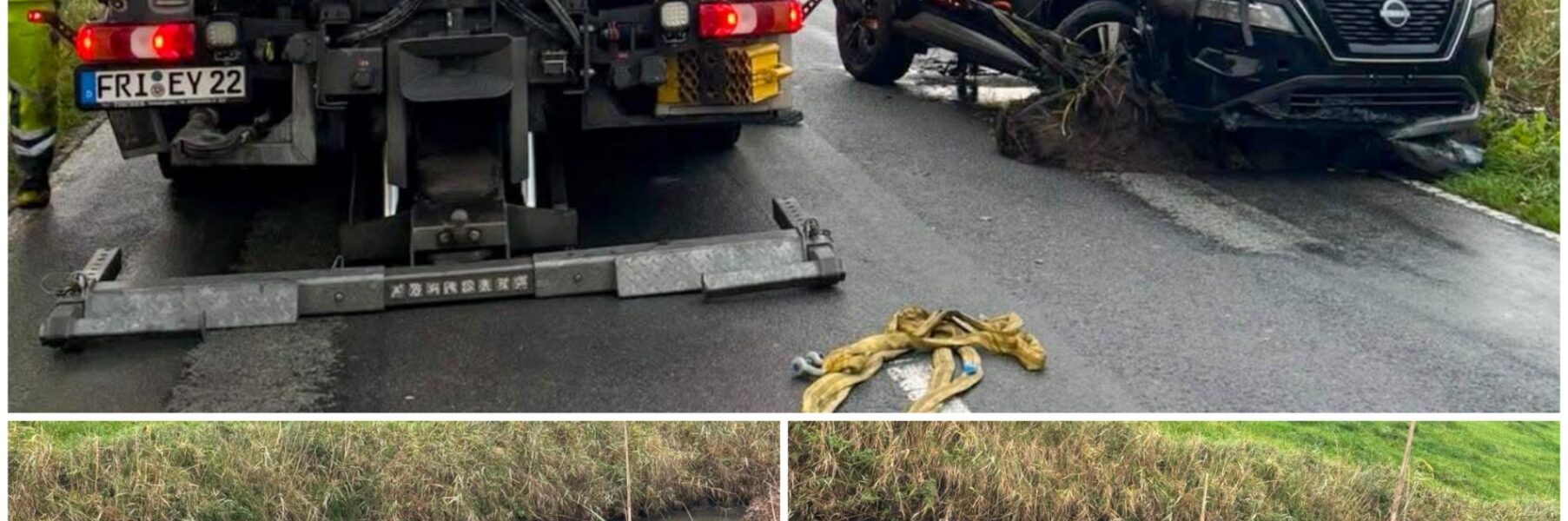 Auto stürzt in Wassergraben bei Neugarmssiel