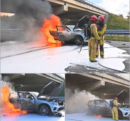 Zware crash op de A2: Auto volledig in vlammen opgegaan, snelweg bij Maarheeze volledig verlamd, chaos op de plaats van het incident