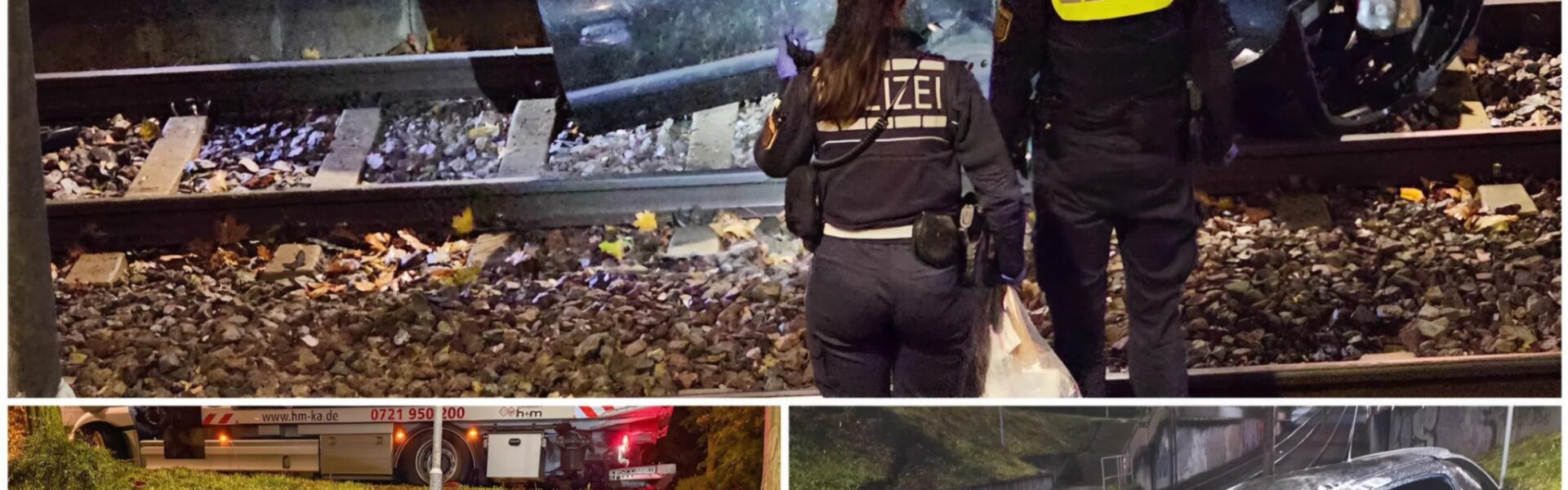 Schwerer Unfall in Karlsruhe: Frau schwer verletzt – Fahrer und Beifahrer flüchten vom Unfallort