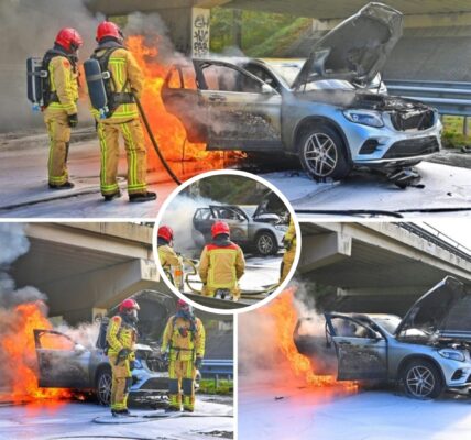 Auto vliegt in brand bij groot ongeluk, snelweg helemaal dicht