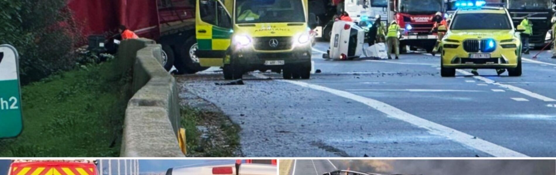 Zes slachtoffers naar ziekenhuis na ongeval met meerdere voertuigen op E40