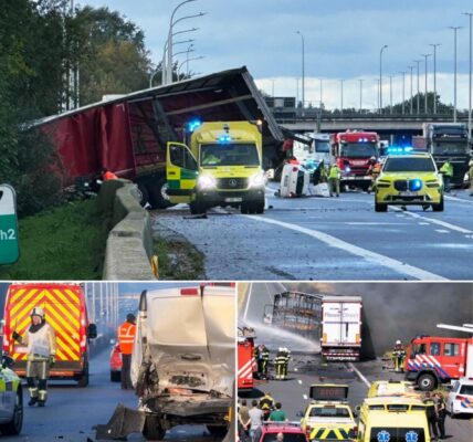 Zes slachtoffers naar ziekenhuis na ongeval met meerdere voertuigen op E40
