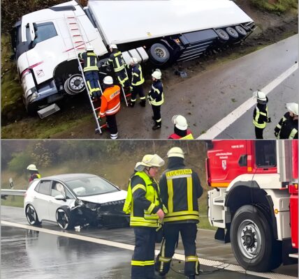 Lkw kippt na botsing met elektrische auto op A1 — drie zwaargewonden en een verstikkende waarheid die nu boven tafel komt