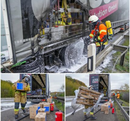 Zufällige Helden auf der A6 – Feuerwehr verhindert schweren Lkw-Brand bei Sinsheim
