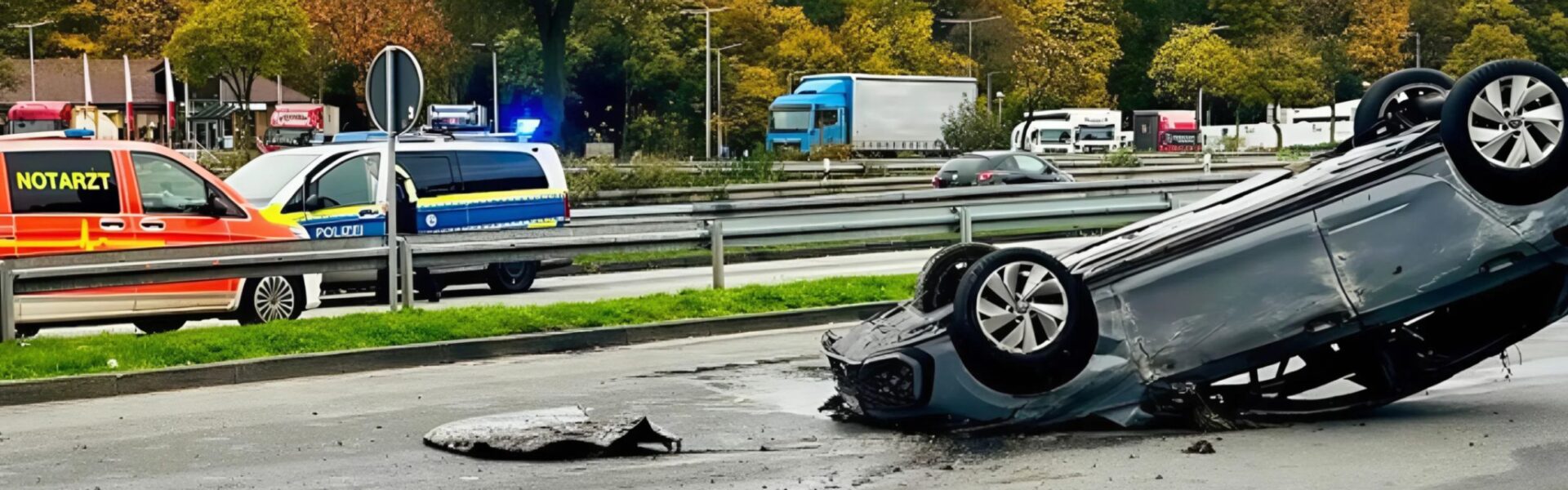 Schwerer Unfall an Raststätte: Auto überschlug sich mehrfach auf der A3, geschätzter Schaden... 🚨‼️